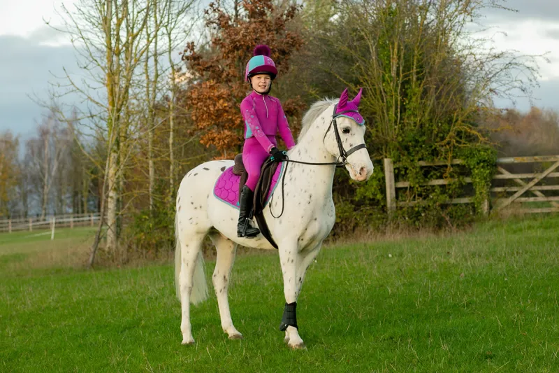 Hy Equestrian DynaMizs Ecliptic Riding Tights - Plum/Teal-3